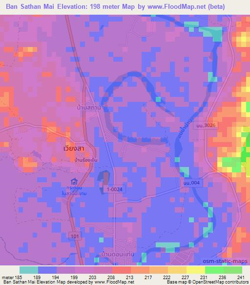 Ban Sathan Mai,Thailand Elevation Map