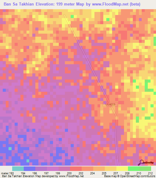 Ban Sa Takhian,Thailand Elevation Map
