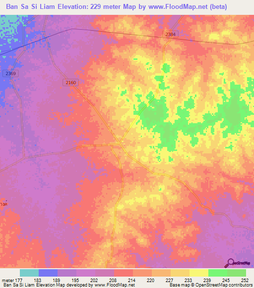 Ban Sa Si Liam,Thailand Elevation Map