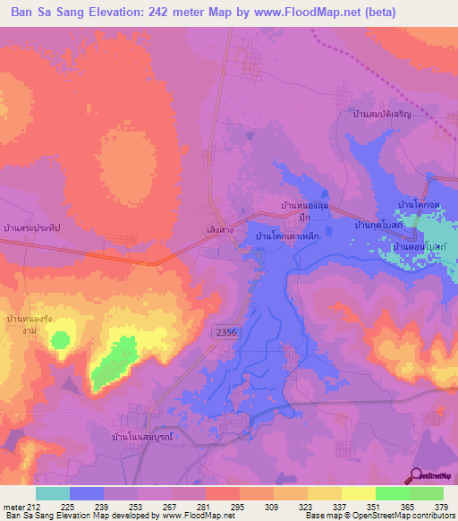 Ban Sa Sang,Thailand Elevation Map
