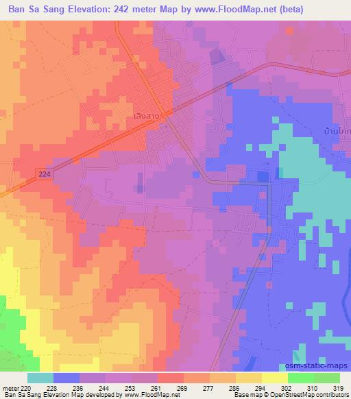 Ban Sa Sang,Thailand Elevation Map