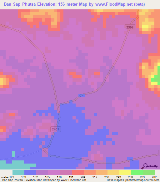 Ban Sap Phutsa,Thailand Elevation Map