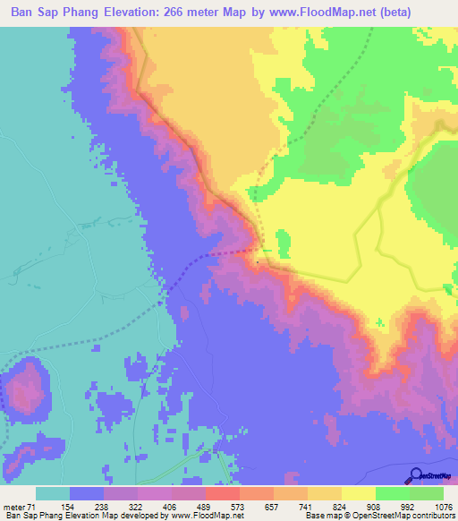 Ban Sap Phang,Thailand Elevation Map