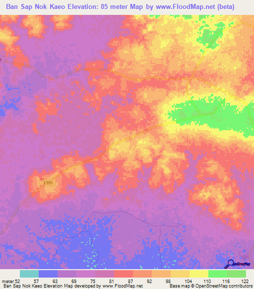 Ban Sap Nok Kaeo,Thailand Elevation Map