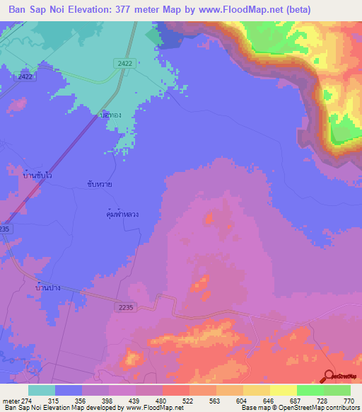 Ban Sap Noi,Thailand Elevation Map