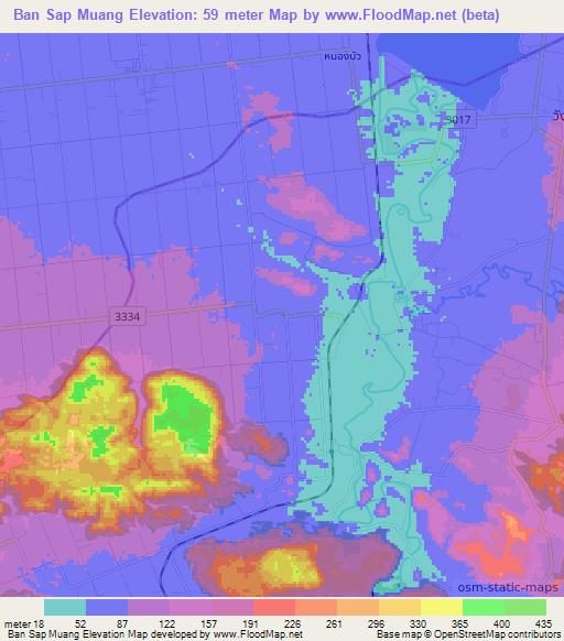 Ban Sap Muang,Thailand Elevation Map