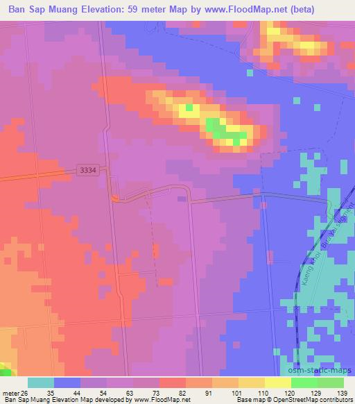 Ban Sap Muang,Thailand Elevation Map