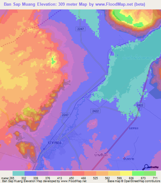 Ban Sap Muang,Thailand Elevation Map