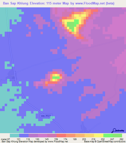 Ban Sap Khlung,Thailand Elevation Map