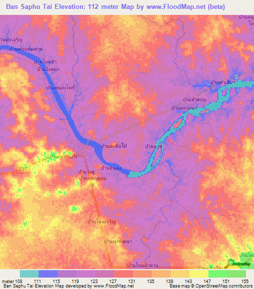 Ban Saphu Tai,Thailand Elevation Map