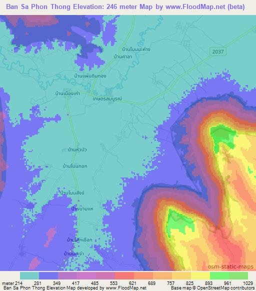 Ban Sa Phon Thong,Thailand Elevation Map
