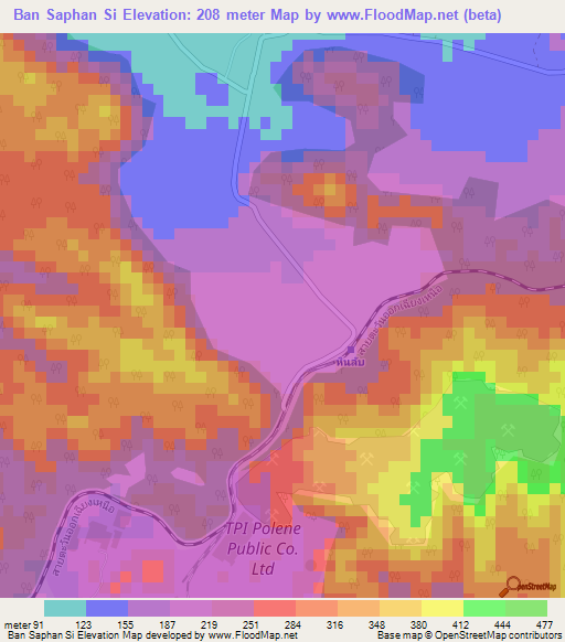 Ban Saphan Si,Thailand Elevation Map