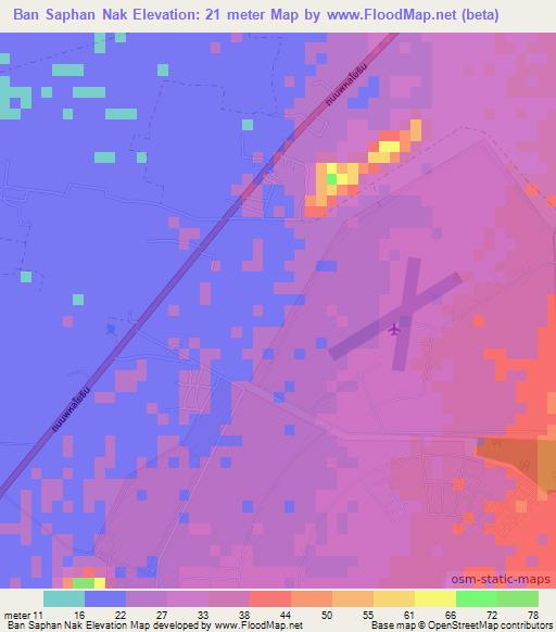 Ban Saphan Nak,Thailand Elevation Map