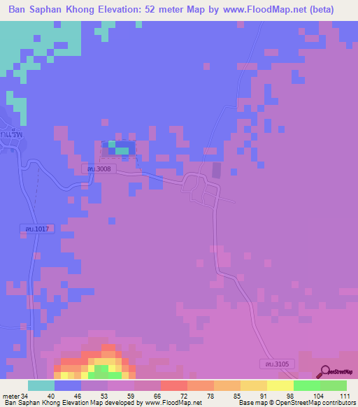 Ban Saphan Khong,Thailand Elevation Map