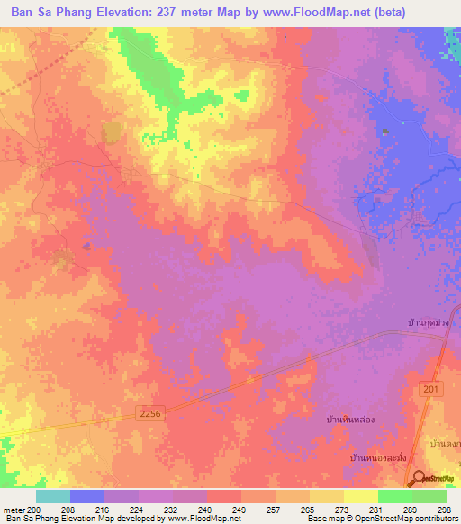 Ban Sa Phang,Thailand Elevation Map