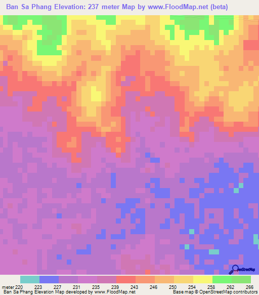 Ban Sa Phang,Thailand Elevation Map