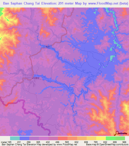 Ban Saphan Chang Tai,Thailand Elevation Map