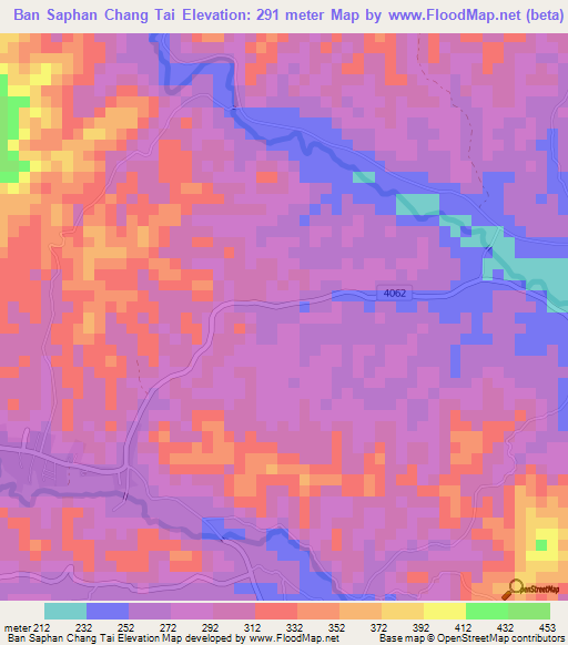 Ban Saphan Chang Tai,Thailand Elevation Map