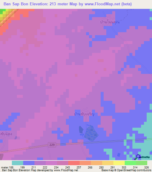 Ban Sap Bon,Thailand Elevation Map