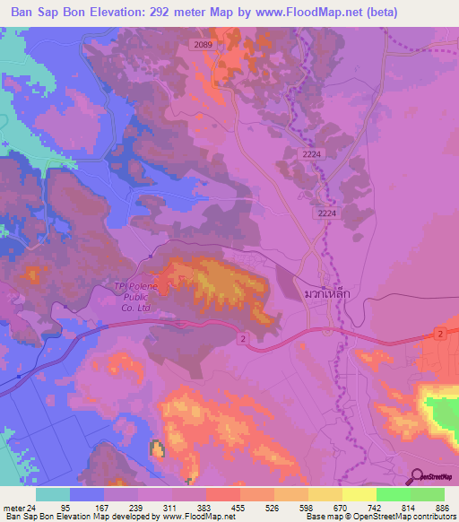 Ban Sap Bon,Thailand Elevation Map