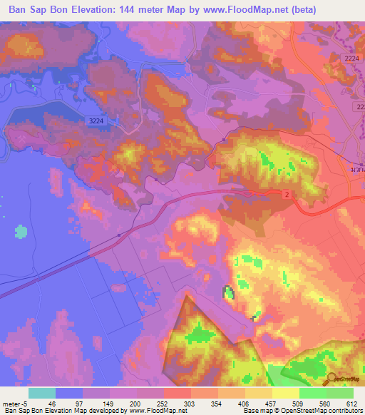 Ban Sap Bon,Thailand Elevation Map