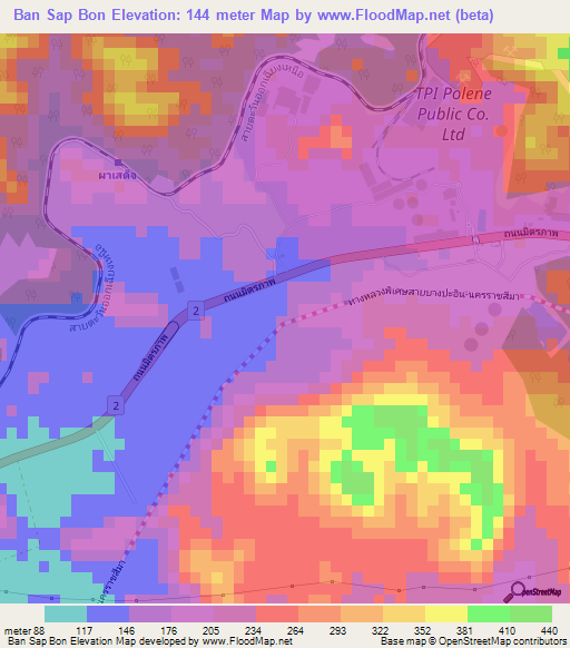 Ban Sap Bon,Thailand Elevation Map