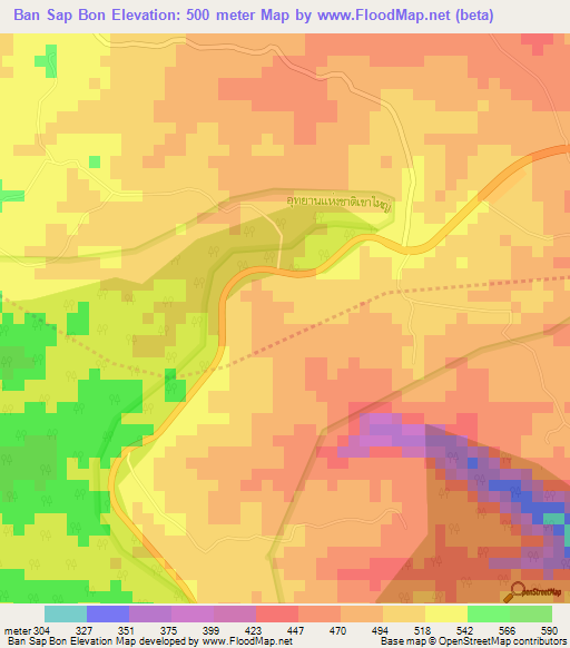 Ban Sap Bon,Thailand Elevation Map