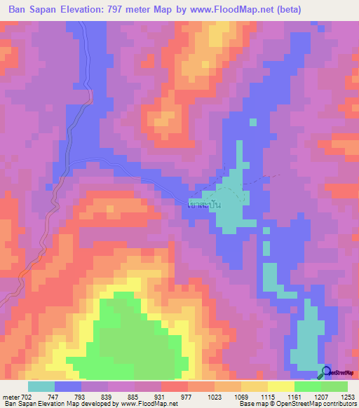 Ban Sapan,Thailand Elevation Map