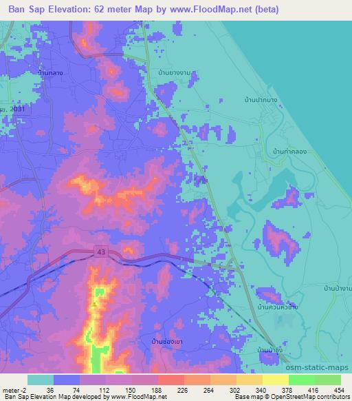 Ban Sap,Thailand Elevation Map