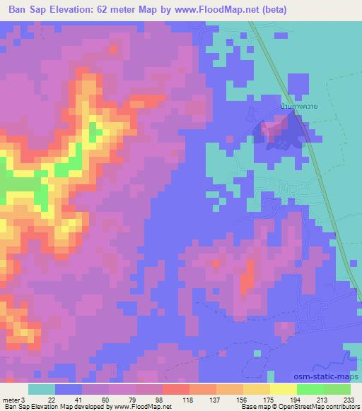 Ban Sap,Thailand Elevation Map