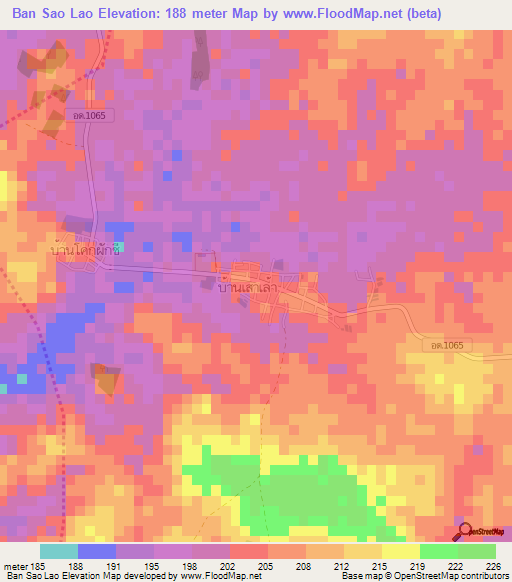 Ban Sao Lao,Thailand Elevation Map
