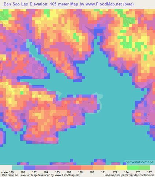Ban Sao Lao,Thailand Elevation Map