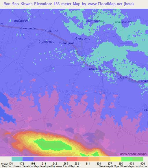 Ban Sao Khwan,Thailand Elevation Map