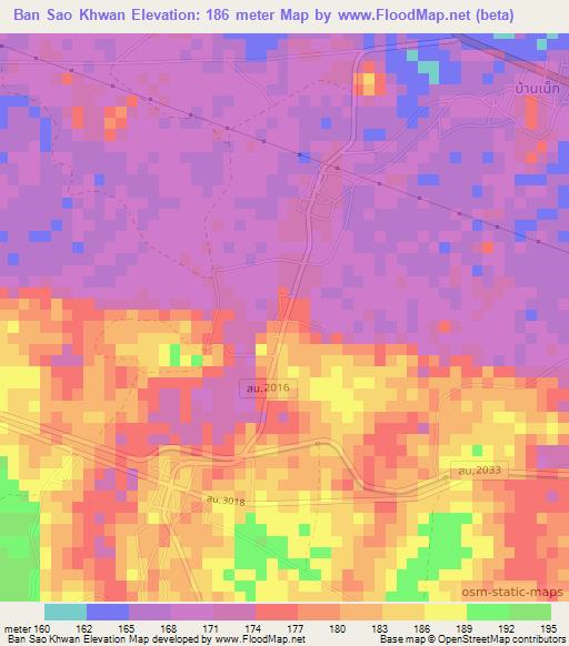 Ban Sao Khwan,Thailand Elevation Map