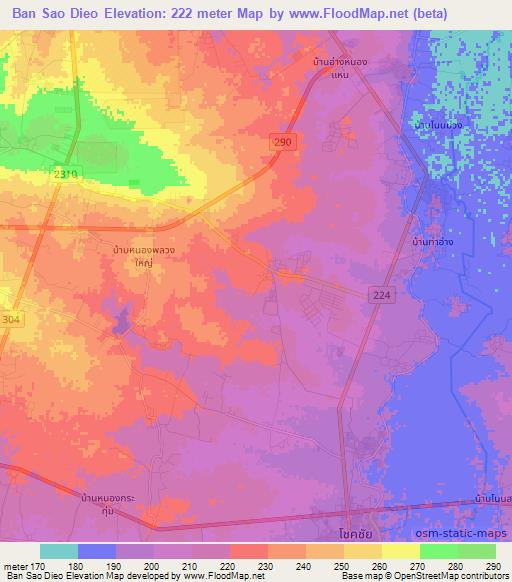 Ban Sao Dieo,Thailand Elevation Map