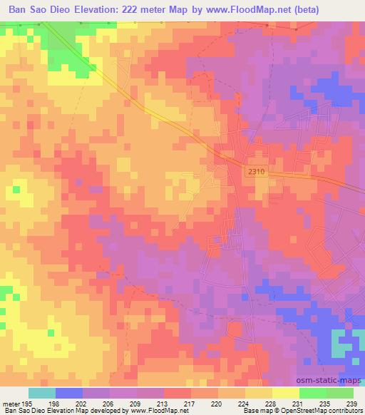 Ban Sao Dieo,Thailand Elevation Map