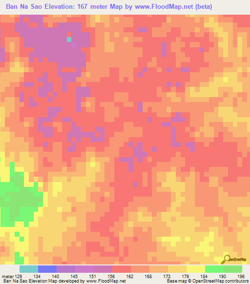 Ban Na Sao,Thailand Elevation Map