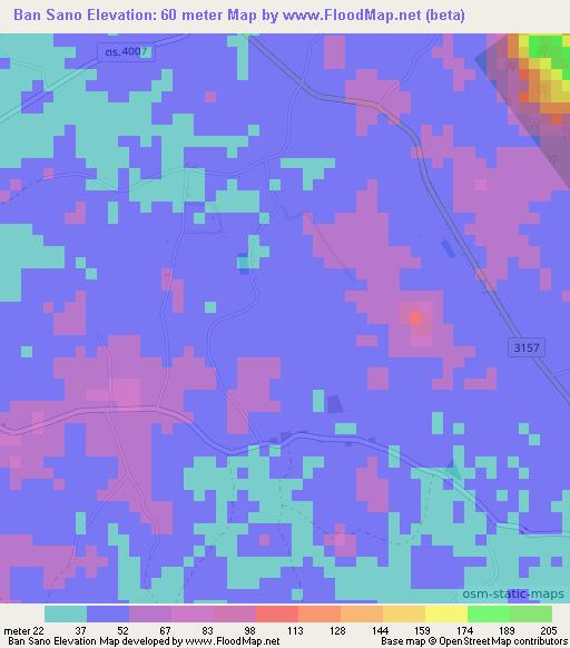 Ban Sano,Thailand Elevation Map