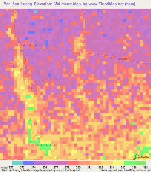 Ban San Luang,Thailand Elevation Map