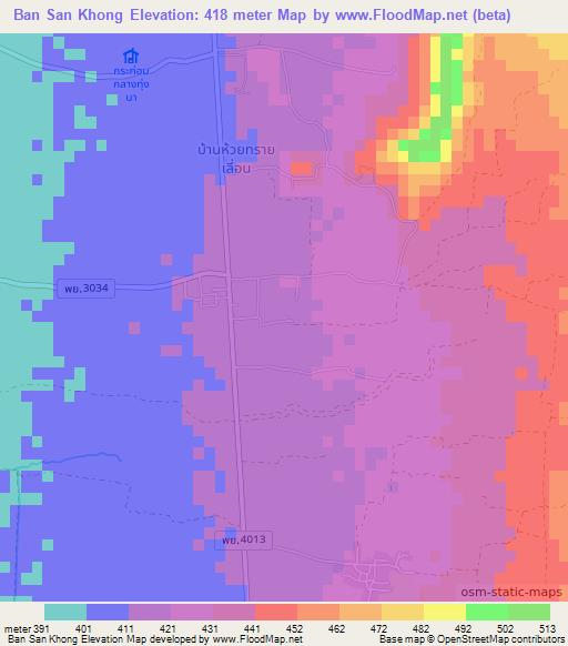 Ban San Khong,Thailand Elevation Map