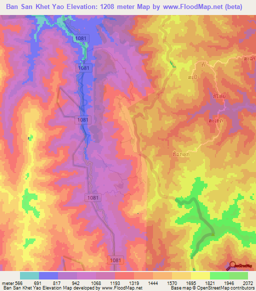 Ban San Khet Yao,Thailand Elevation Map