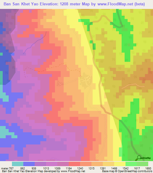Ban San Khet Yao,Thailand Elevation Map