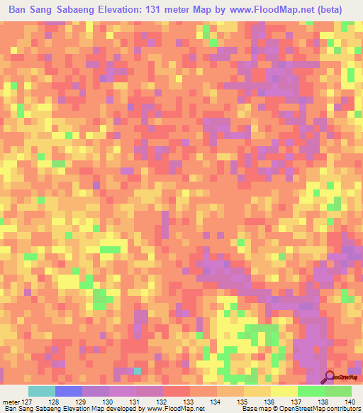 Ban Sang Sabaeng,Thailand Elevation Map