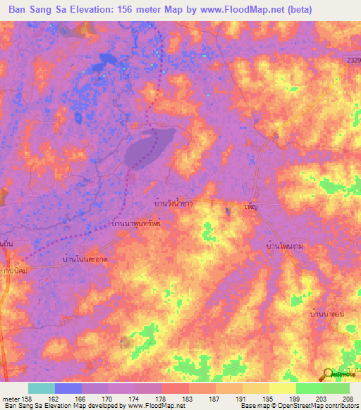 Ban Sang Sa,Thailand Elevation Map