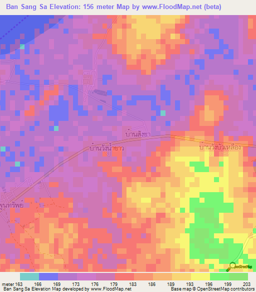 Ban Sang Sa,Thailand Elevation Map