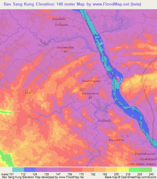 Ban Sang Kung,Thailand Elevation Map