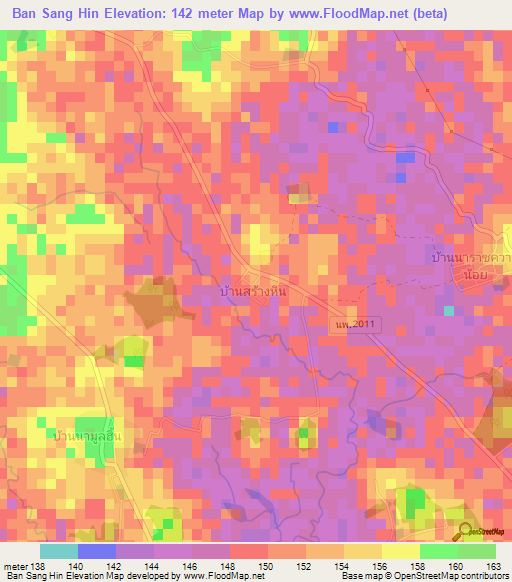 Ban Sang Hin,Thailand Elevation Map