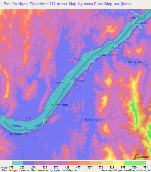 Ban Sa Ngao,Thailand Elevation Map