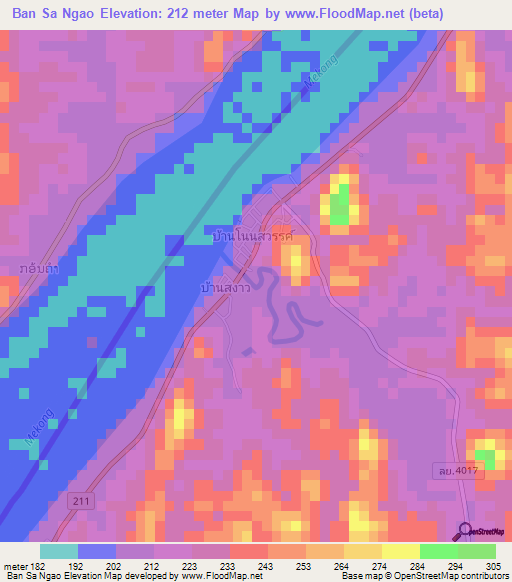 Ban Sa Ngao,Thailand Elevation Map