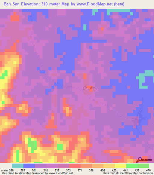 Ban San,Thailand Elevation Map